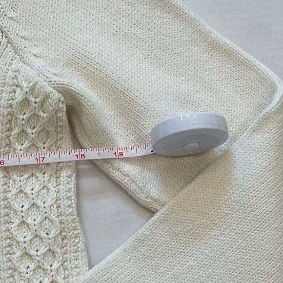 Talbots Neutral/Ivory Cotton Cable Knit Boat / Bateau Neck Sweater, Size MP - Picture 10 of 11